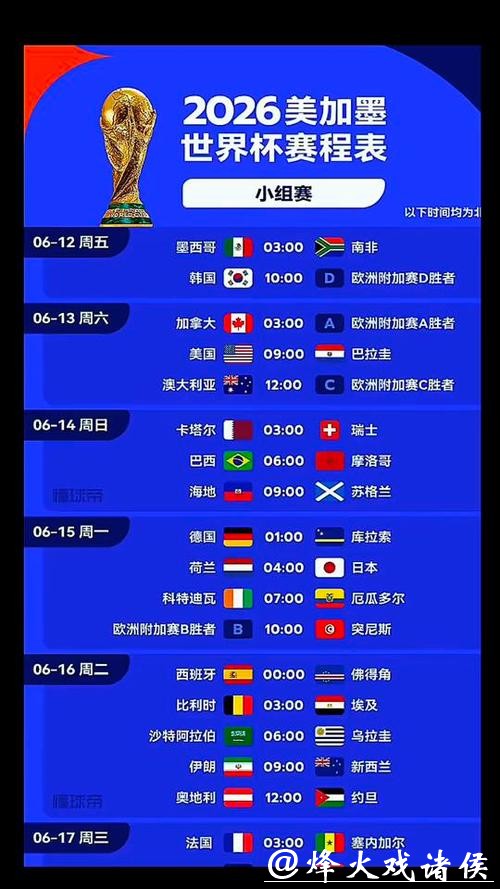 2026世界杯直播：比赛时间及观看攻略